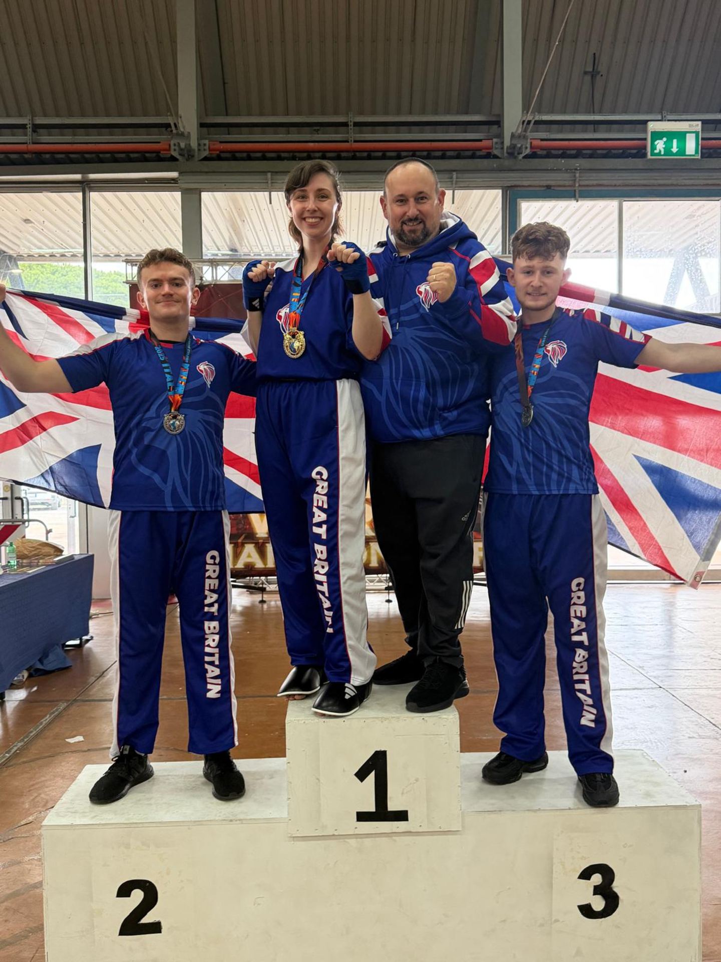 Urban Combat Team GB medallists on the WTKA World Championships podium